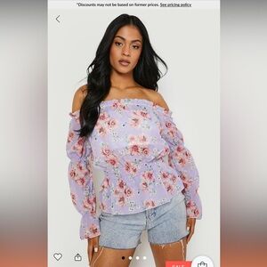 NWT off the shoulder frill floral blouse